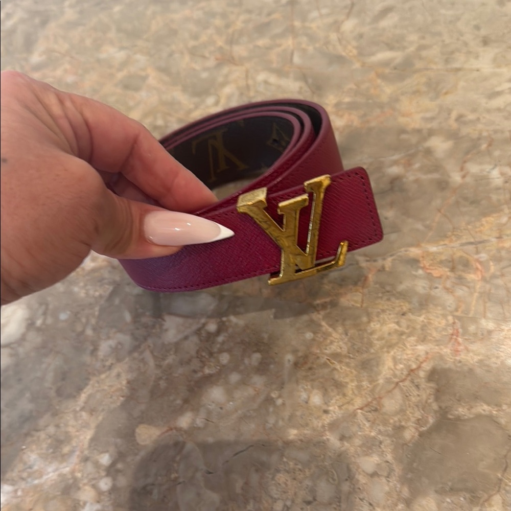 Louis Vuitton Brown Monogram Belt with Gold LV Buckle - Picture 3 of 5